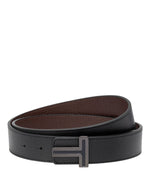 T Buckle Reversible Leather Belt 35mm